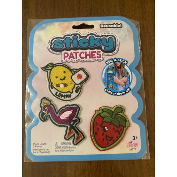 New! Reusable Sticky Patches - Lemon, Flamingo, Strawberry Patch - Picture 3 of 3
